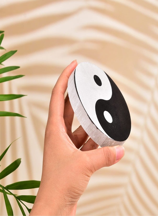 JIC Gem 1Pcs3.9 Yin Yang Tai Chi Selenite Charging Plate for Crystals Selenite Etched Plate Hexagonal Selenite Carved Plate Selenite Coaster for Reiki Decor FENG Shui Metaphysical Gemstone - Image 4