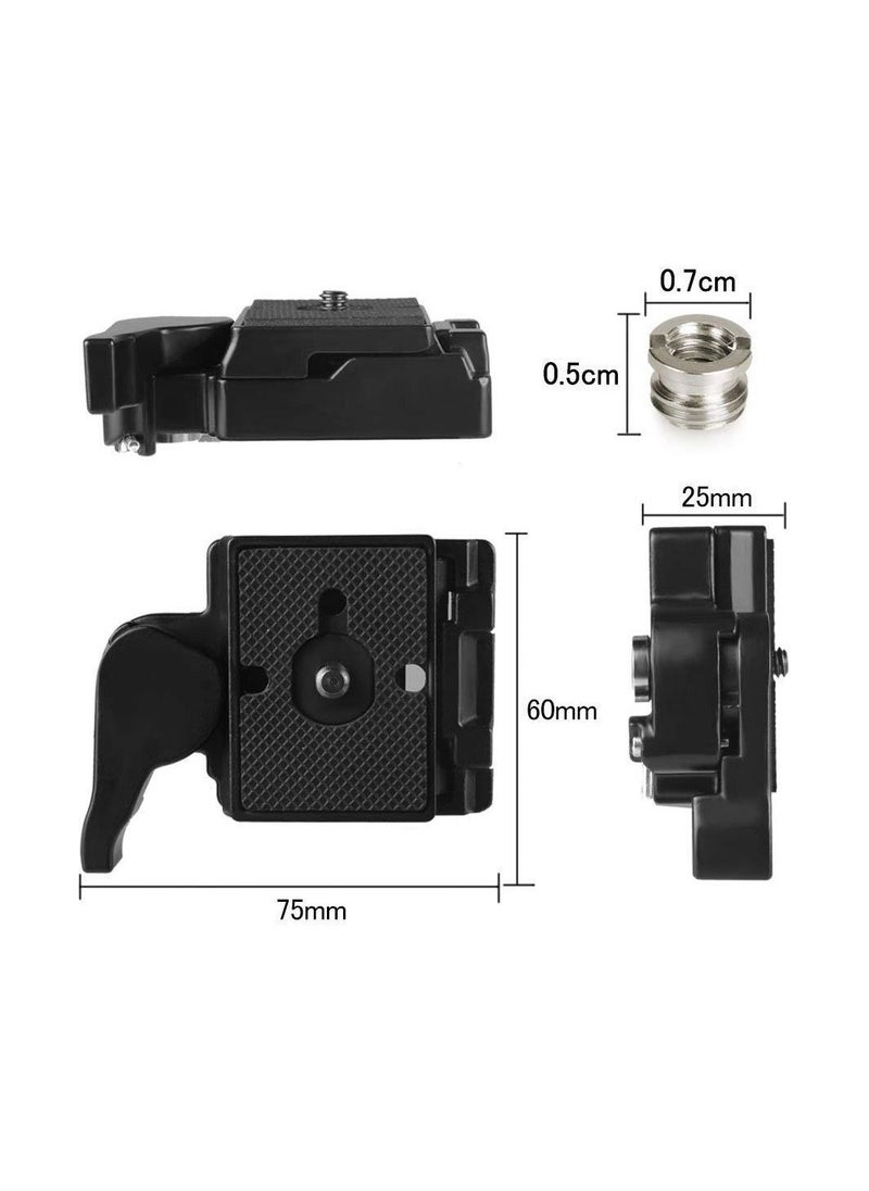 SYOSI - 323 RC2 Quick Release Plate Compatible with Manfrotto 200PL-14 QR Plates Adapter, with Rapid Connect Clamp and 1/4'' to 3/8'' Screw for DSLR Camera Tripod Ball Head - Image 1