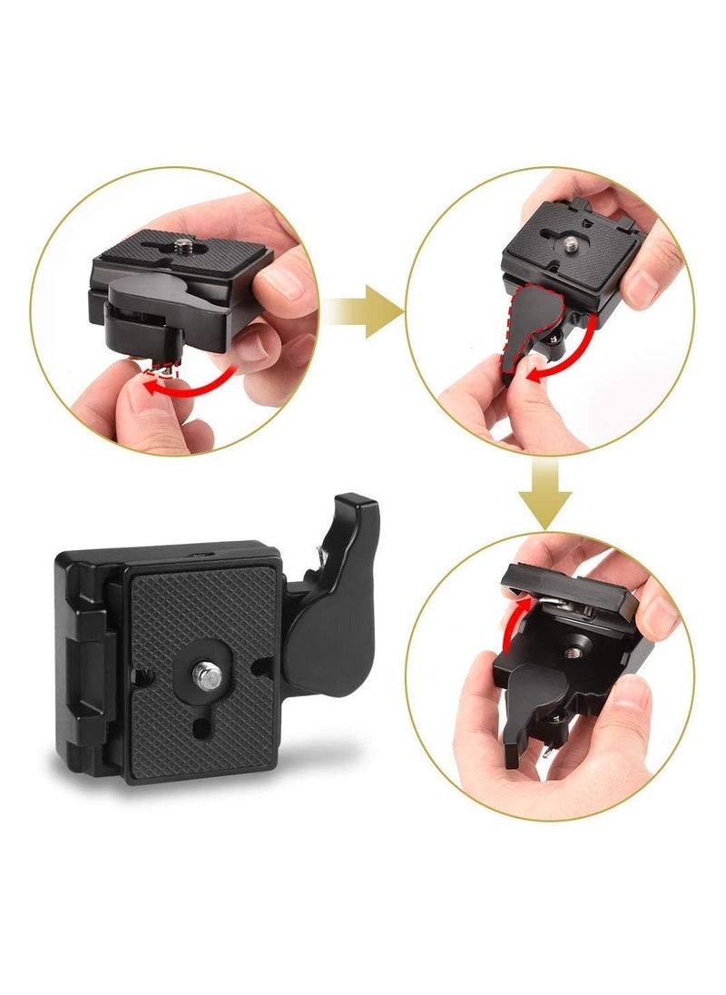SYOSI - 323 RC2 Quick Release Plate Compatible with Manfrotto 200PL-14 QR Plates Adapter, with Rapid Connect Clamp and 1/4'' to 3/8'' Screw for DSLR Camera Tripod Ball Head - Image 1