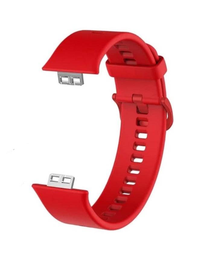 Huawei Fit Watch Band Strap Silicone Replacement Wristband With Cover Red - Image 2
