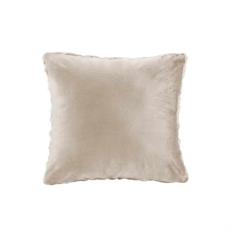 Comfort Spaces Ruched Faux Fur Plush Throw Blanket and Pillow Set with 2 Matching Square Pillow Covers Sofa Throw Blanket for Living Room, Chair, Couch, Home Office Fuzzy Soft Tan Tie Dye 50"x 60" - Image 3