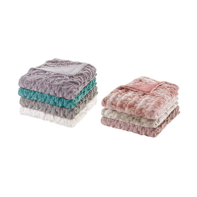 Comfort Spaces Ruched Faux Fur Plush Throw Blanket and Pillow Set with 2 Matching Square Pillow Covers Sofa Throw Blanket for Living Room, Chair, Couch, Home Office Fuzzy Soft Tan Tie Dye 50"x 60" - Image 4