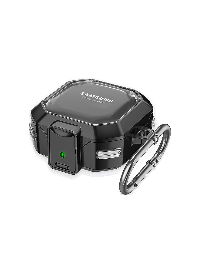 LINJIE For Galaxy Buds2 Pro Case 2022 Galaxy Buds Pro 2021 Galaxy Buds 2 2021 Galaxy Buds Live 2020 Case Carbon Fiber Texture Heavy Duty Tpu Protective Case Cover Black Transparent - Image 1