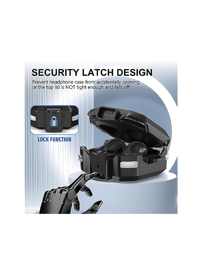 LINJIE For Galaxy Buds2 Pro Case 2022 Galaxy Buds Pro 2021 Galaxy Buds 2 2021 Galaxy Buds Live 2020 Case Carbon Fiber Texture Heavy Duty Tpu Protective Case Cover Black Transparent - Image 4