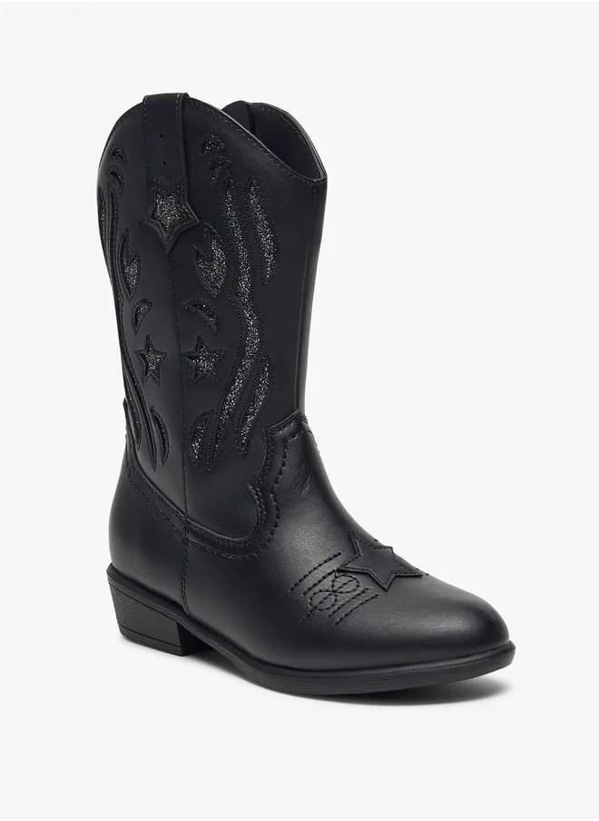 Little Missy Glitter Embellished Boots with Zip Closure