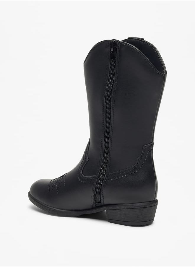 Little Missy Glitter Embellished Boots with Zip Closure  - Image 2