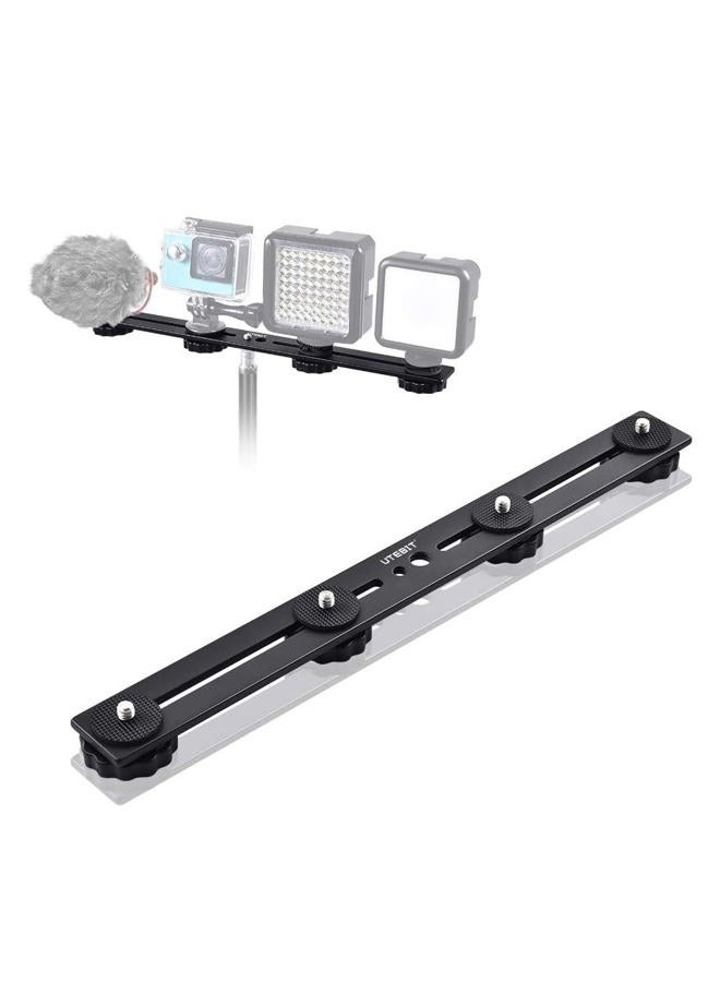 Utebit 11 Inch Flash Bracket, Long Dual Camera Mount Bracket Extension Bar With 1/4“ Hot Shoe, Straight Brackets 1/4- 3/8 Thread Hole Tripod For Camera/Led Light/Microphone - Image 1