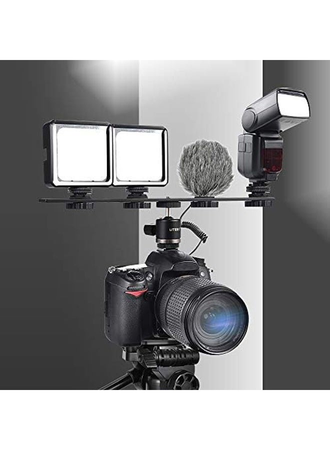 Utebit 11 Inch Flash Bracket, Long Dual Camera Mount Bracket Extension Bar With 1/4“ Hot Shoe, Straight Brackets 1/4- 3/8 Thread Hole Tripod For Camera/Led Light/Microphone - Image 3