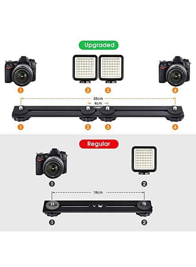 Utebit 11 Inch Flash Bracket, Long Dual Camera Mount Bracket Extension Bar With 1/4“ Hot Shoe, Straight Brackets 1/4- 3/8 Thread Hole Tripod For Camera/Led Light/Microphone - Image 4