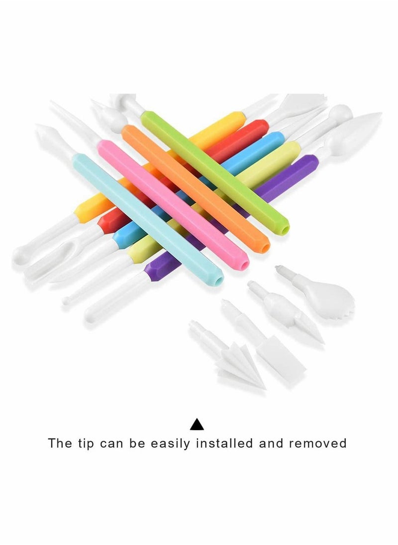 9 Pcs Icing Fondant Tools Set for Cake Decorating, Modelling Kit with 18 Different Shapes Sculpting Flower Paste, Clay