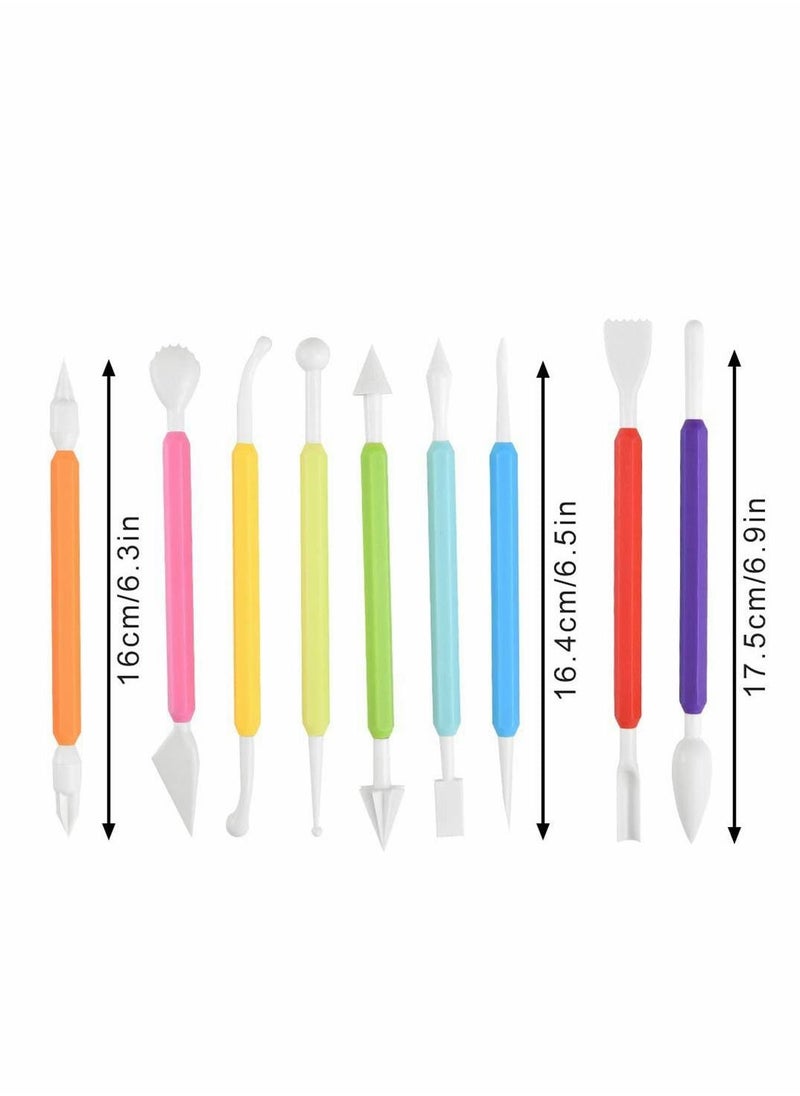 9 Pcs Icing Fondant Tools Set for Cake Decorating, Modelling Kit with 18 Different Shapes Sculpting Flower Paste, Clay