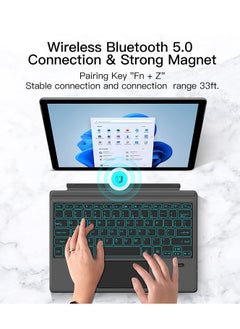 Bluetooth Microsoft Surface Pro 7+/Pro 7/Pro 6/Surface Pro 5 (Pro 2017)/Pro 4 12.3 inch Tablet/Surface Pro 3 2014 Keyboard Case with Trackpad - Detachable Wireless Keyboard Type Cover