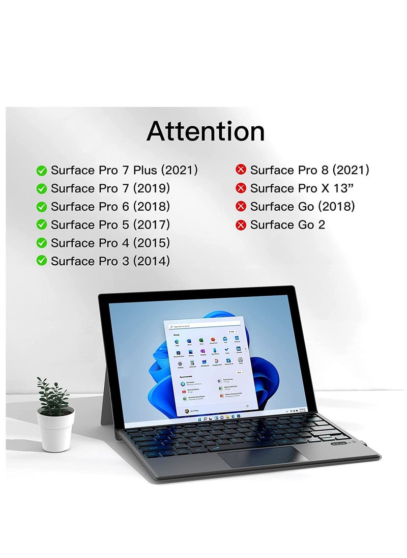 Generic - Bluetooth Microsoft Surface Pro 7+/Pro 7/Pro 6/Surface Pro 5 (Pro 2017)/Pro 4 12.3 inch Tablet/Surface Pro 3 2014 Keyboard Case with Trackpad - Detachable Wireless Keyboard Type Cover - Image 1