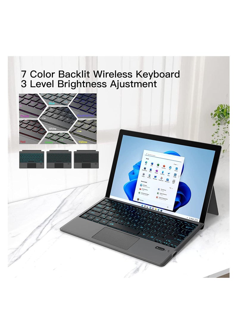 Generic - Bluetooth Microsoft Surface Pro 7+/Pro 7/Pro 6/Surface Pro 5 (Pro 2017)/Pro 4 12.3 inch Tablet/Surface Pro 3 2014 Keyboard Case with Trackpad - Detachable Wireless Keyboard Type Cover - Image 1