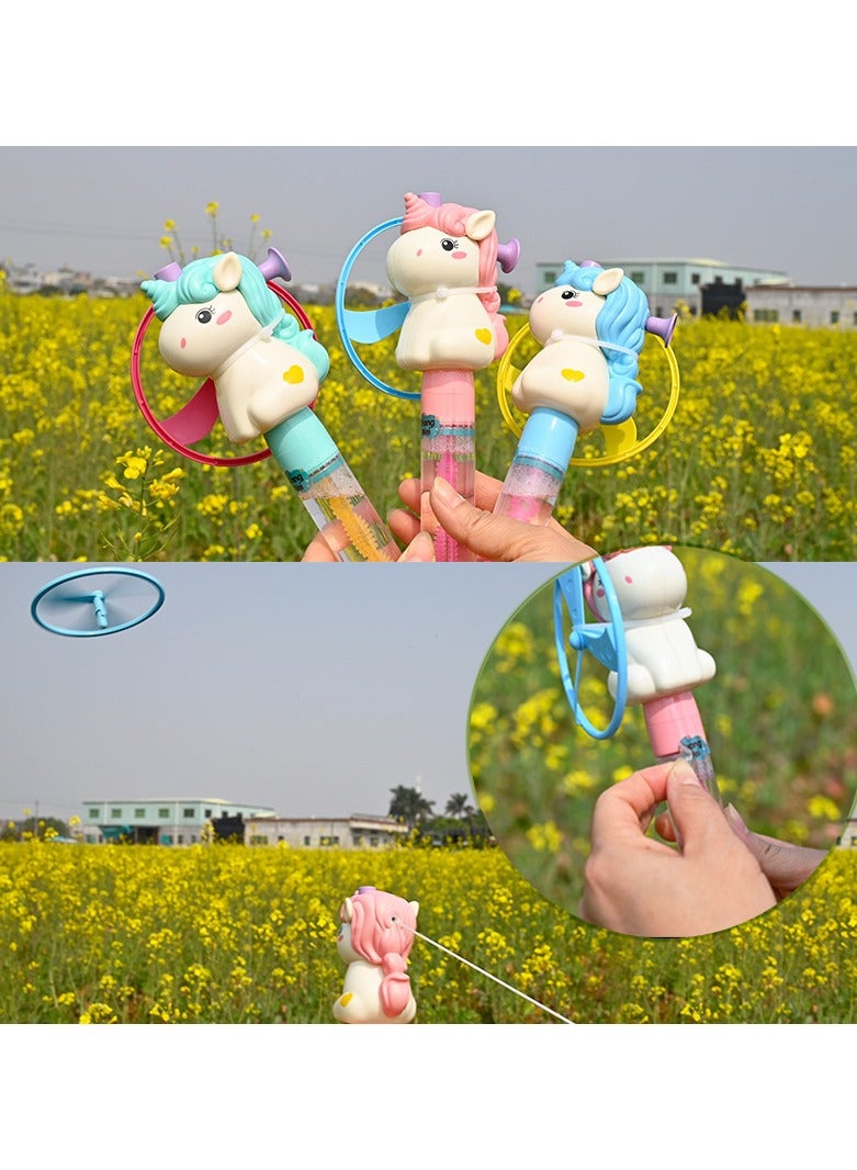 MissTiara 6 Pcs T-rex and Unicorn Flying Saucer Bubble Wand Bubble Water Toy Party Favors for Kids Bubble Wands Toy, Party Favors, Goodie Bags Fillers, Birthday Day Gifts and Prize - Image 3