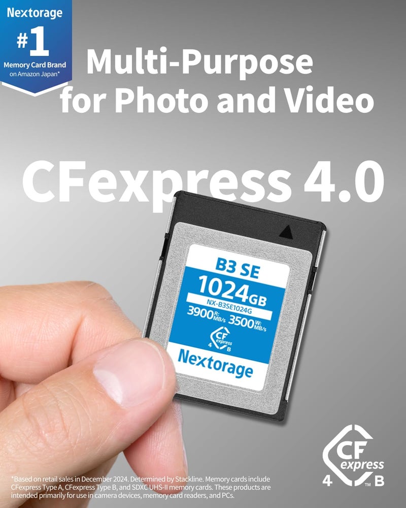 Nextorage Japanese CFexpress 4.0 Type B 512GB Memory Card Max. Read Speed 3900MB/s Max Write Speed 3400MB/s NX-B3SE512G CF Express 4.0 typeb Nextorage (512GB) - Image 2