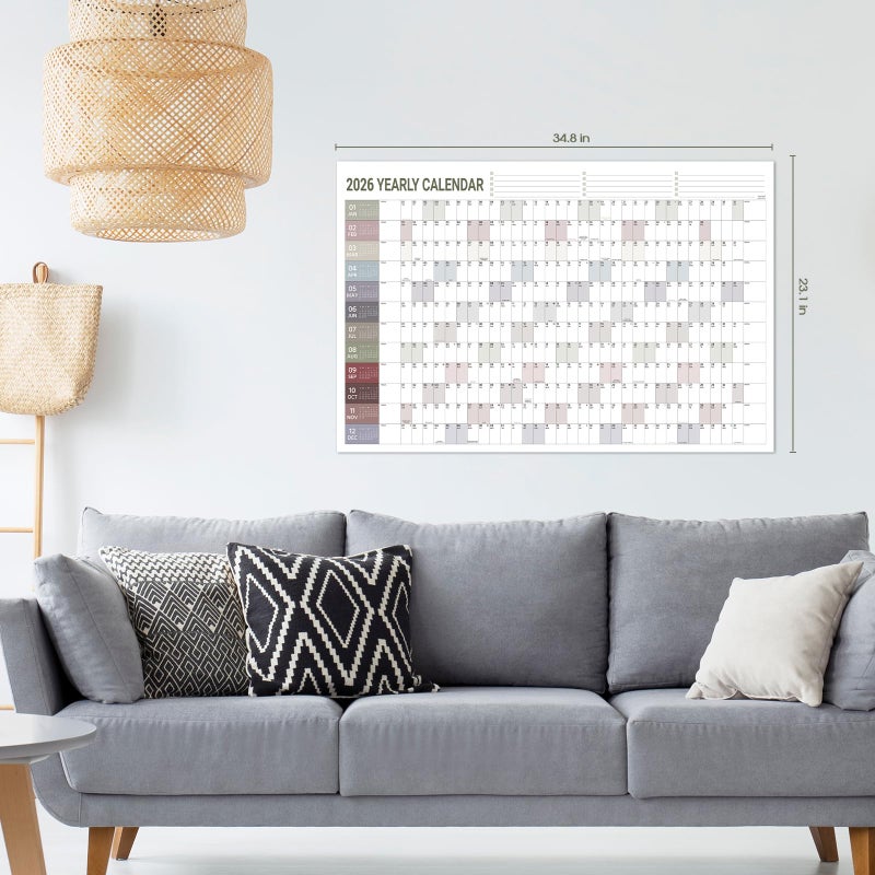 Artfan 2026 Yearly Wall Calendar - 2026 Wall Calendar, Jan. 2026 - Dec. 2026, Yearly Wall Calendars 2026 with Julian Dates, Thick Paper, Round Sticks, Large Wall Calendars, 34.8" x 23.1"(Open) - Image 3