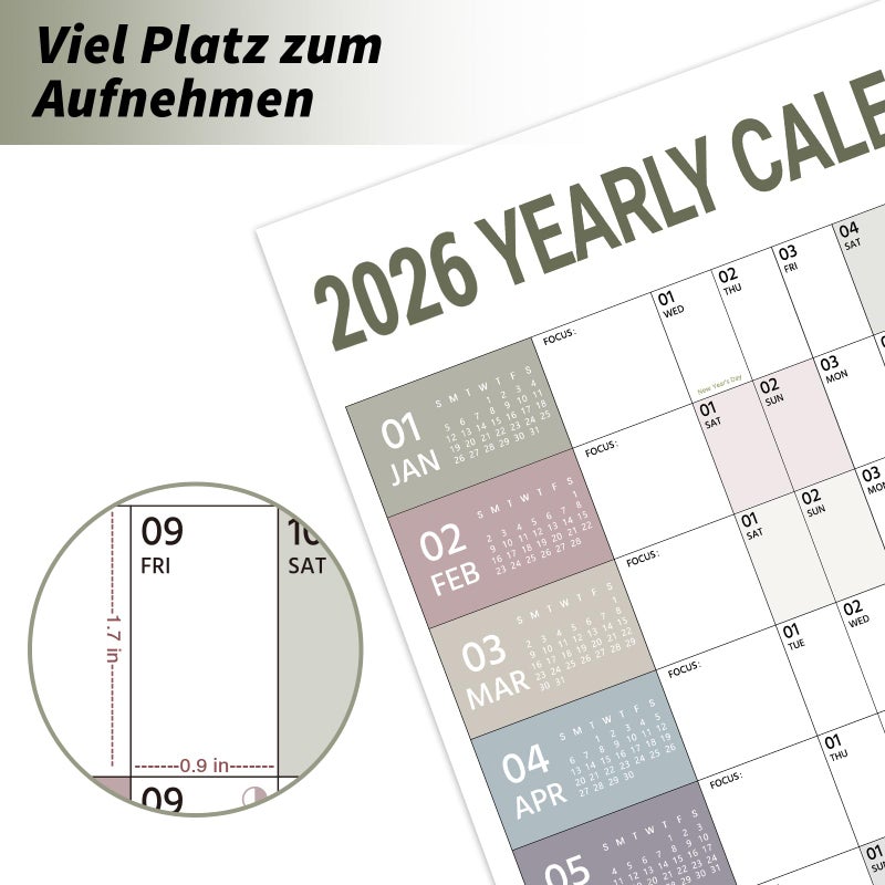 Artfan 2026 Yearly Wall Calendar - 2026 Wall Calendar, Jan. 2026 - Dec. 2026, Yearly Wall Calendars 2026 with Julian Dates, Thick Paper, Round Sticks, Large Wall Calendars, 34.8" x 23.1"(Open) - Image 5