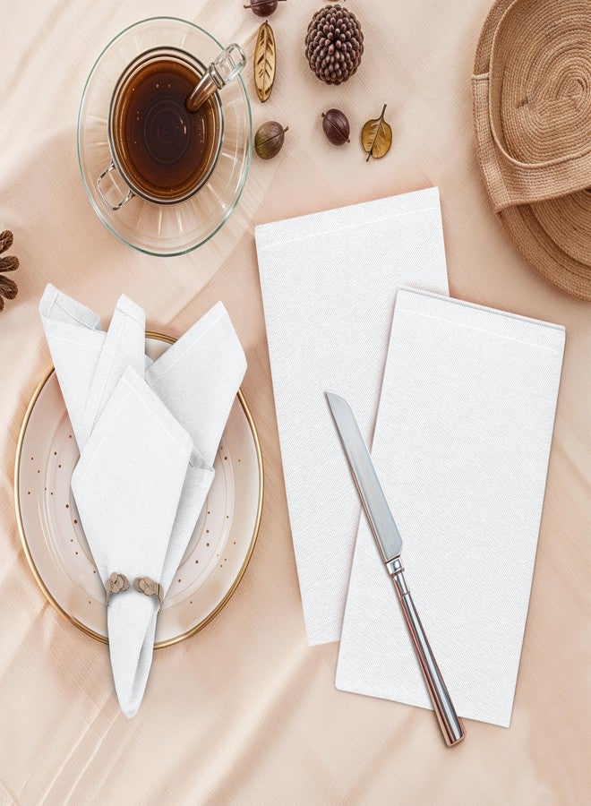 Ruvanti Cloth Napkins Set of 12, 18x18 Reusable Napkins Cloth Washable, Soft & Durable Table Napkin, Poly Cotton Fabric Dinner Napkins for Parties, Christmas, Thanksgiving, Weddings - White - Image 2