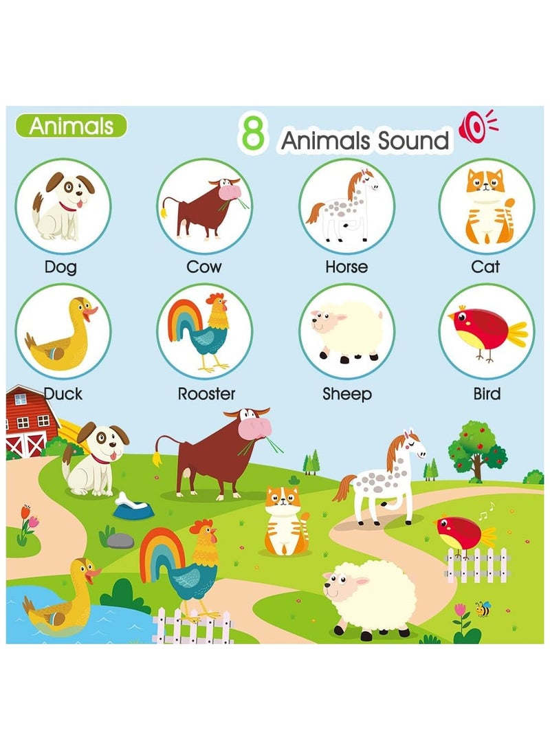 سوفام 3 في 1 مات موسيقي للأطفال، ألعاب الأطفال لوحة مفاتيح البيانو و صوت الحيوان والطبول مجموعة مع عصاتين للبنين هدية الفتيات، لعبة لمس الحيوان اللعب Blanket التعليم المبكر ألعاب التعلم للأطفال + 3 سنوات - Image 3