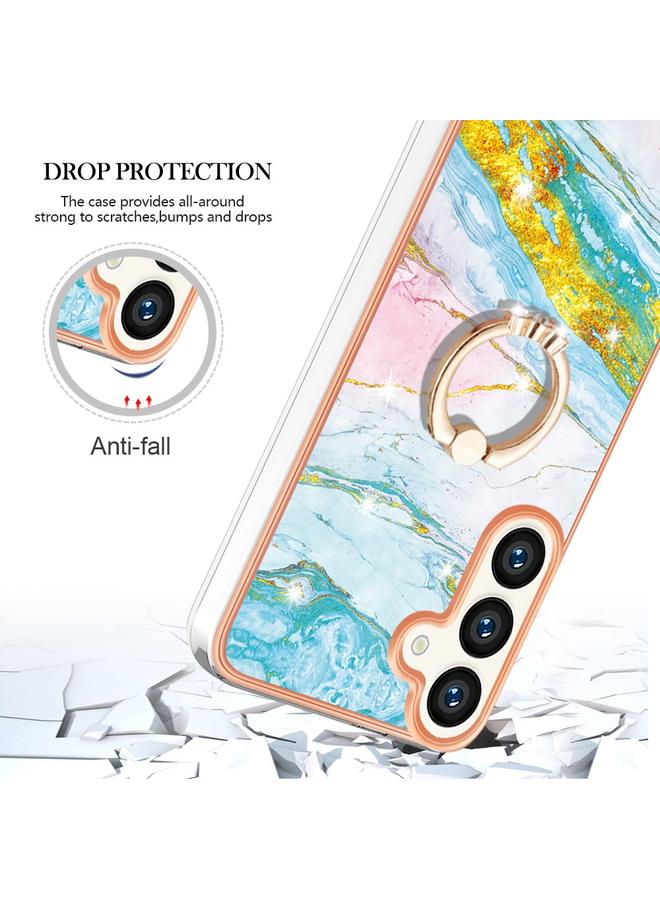 S-TOP Case For Samsung Galaxy S24 5G Electroplating Marble IMD TPU Phone Case with Ring Holder - Image 4