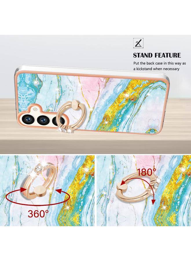 S-TOP Case For Samsung Galaxy S24 5G Electroplating Marble IMD TPU Phone Case with Ring Holder - Image 3