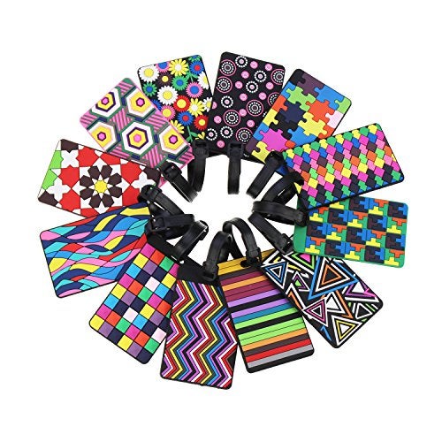 Goodma 12 Pieces Luggage Tags Assorted Travel Suitcase Labels Business ID Card Holder - Image 4