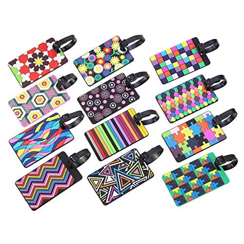 Goodma 12 Pieces Luggage Tags Assorted Travel Suitcase Labels Business ID Card Holder - Image 1