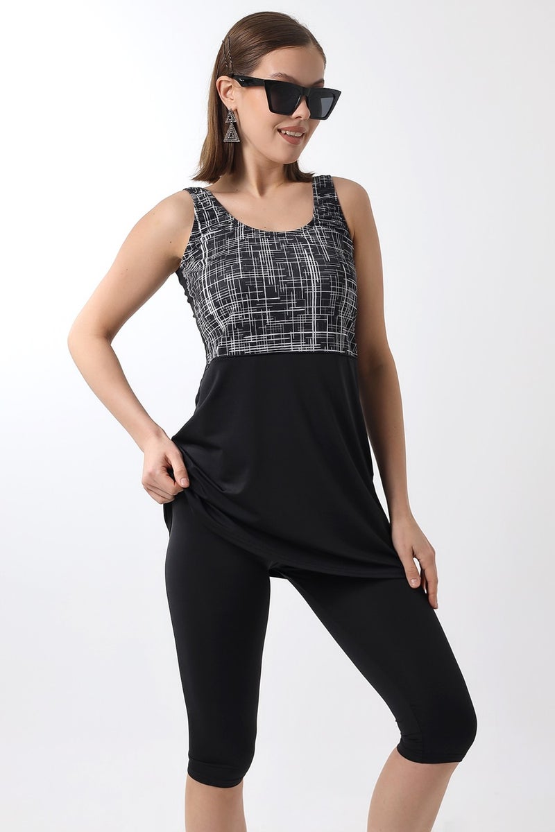 Aykum , Tights Dressed Patterned Swimsuit with Intermediate Bias - Image 5