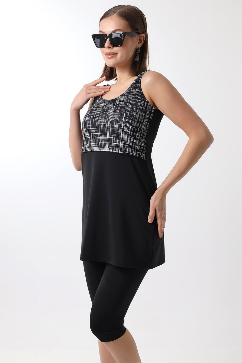 Aykum , Tights Dressed Patterned Swimsuit with Intermediate Bias - Image 4