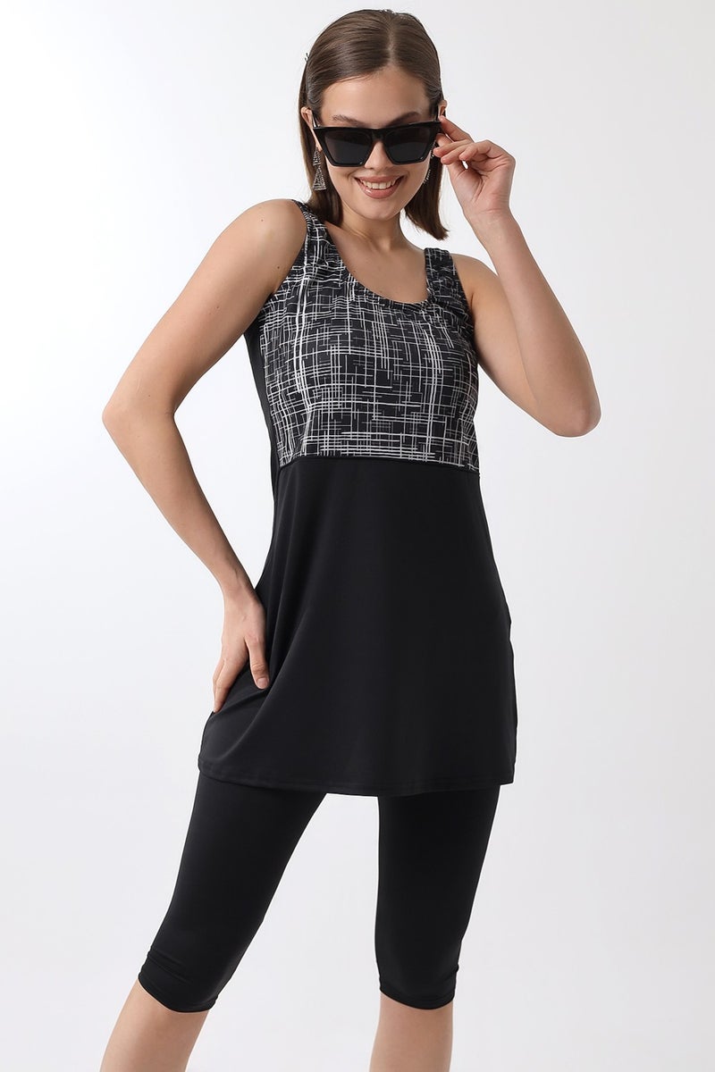 Aykum , Tights Dressed Patterned Swimsuit with Intermediate Bias - Image 3