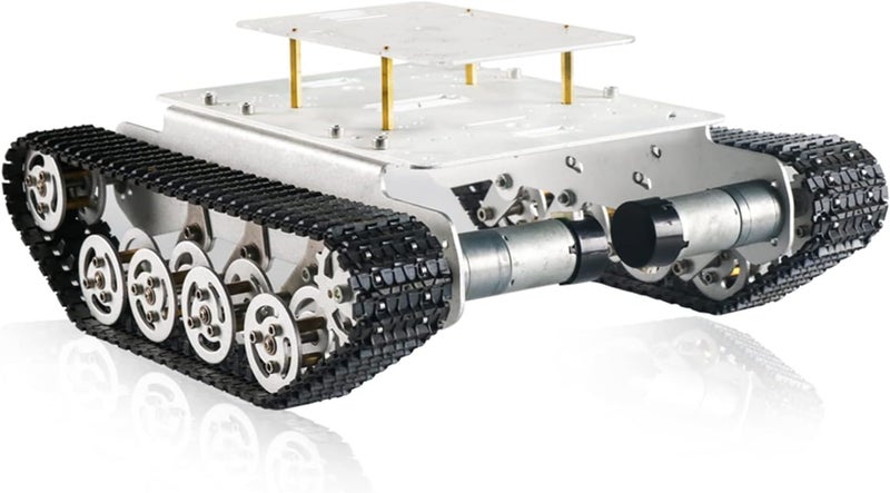 Swaytail Professional Shock-absorbing Metal Robot Tank Chassis with DC Encoder Motor for Arduino/Raspberry Pie, Tracked Suspension Absorption Vehicle, Remote Control Track Crawler Damping Vibration Caterpillar - Image 1