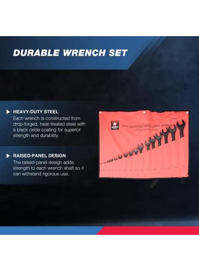 Neiko 03574A Jumbo Combination Wrench Set 16 Piece Sae 1 4” To 1 1 4” Raised Panel Construction - Image 3