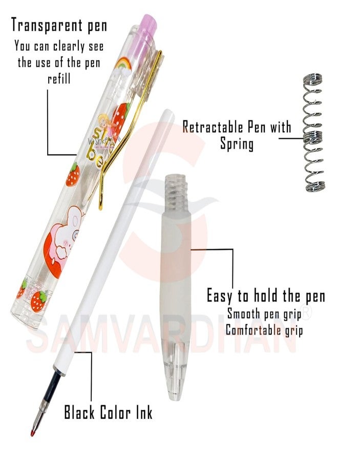 SAMVARDHAN Strawberry Pen Set, Gel Pens for School & Office, Birthday Return Gift, Pen for School & Office, Stationery Items for Kids - Black/Blue Ink Gel Pens (Strawberry) - Image 3