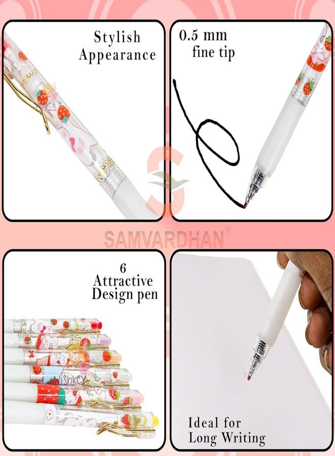 SAMVARDHAN Strawberry Pen Set, Gel Pens for School & Office, Birthday Return Gift, Pen for School & Office, Stationery Items for Kids - Black/Blue Ink Gel Pens (Strawberry) - Image 2