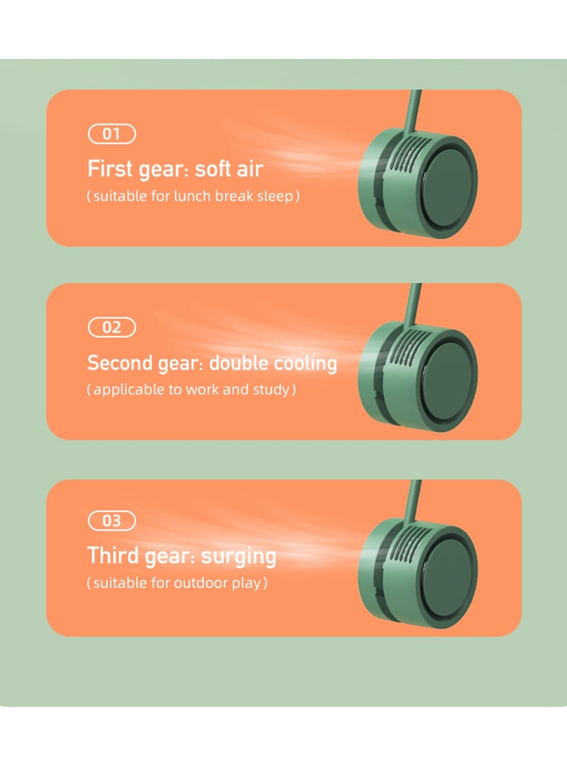general Rechargeable Heat Dissipation Lazy USB Hanging Neck Small Fan, Portable Storage Aromatherapy Hanging Neck Fan, Fan, Green - Image 5