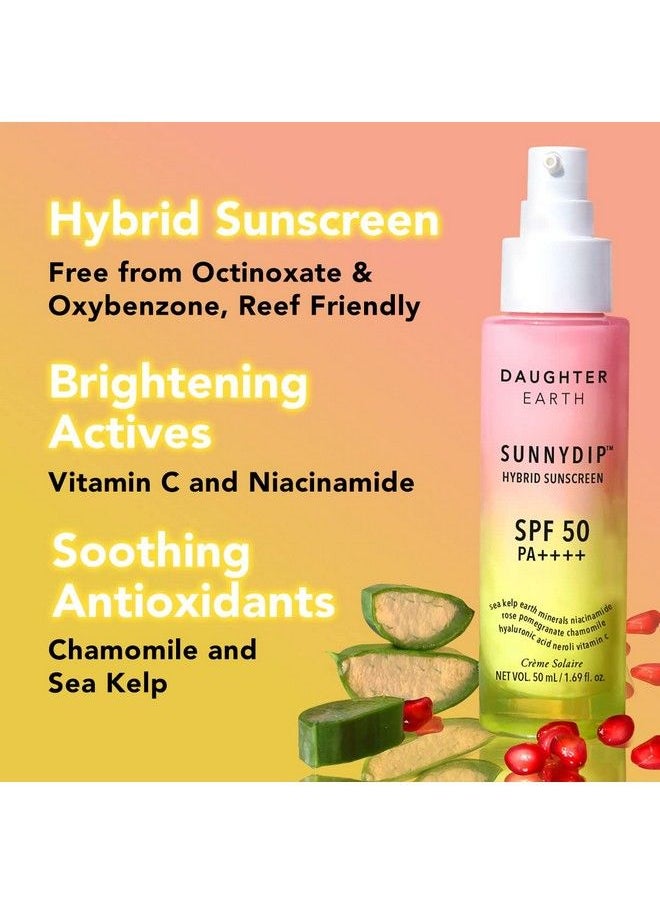 DAUGHTER EARTH Sunnydip Hybrid Sunscreen With Vitamin C Spf 50 Pa++++ ; Sea Kelp For Sensitive Skin ; Lightweight With Multi Vitamins ; Broad Spectrum Physical & Chemical Sunscreen ; Dewy Effect 50Ml  - Image 3