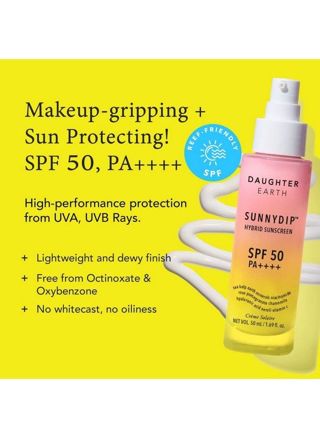 DAUGHTER EARTH Sunnydip Hybrid Sunscreen With Vitamin C Spf 50 Pa++++ ; Sea Kelp For Sensitive Skin ; Lightweight With Multi Vitamins ; Broad Spectrum Physical & Chemical Sunscreen ; Dewy Effect 50Ml  - Image 4