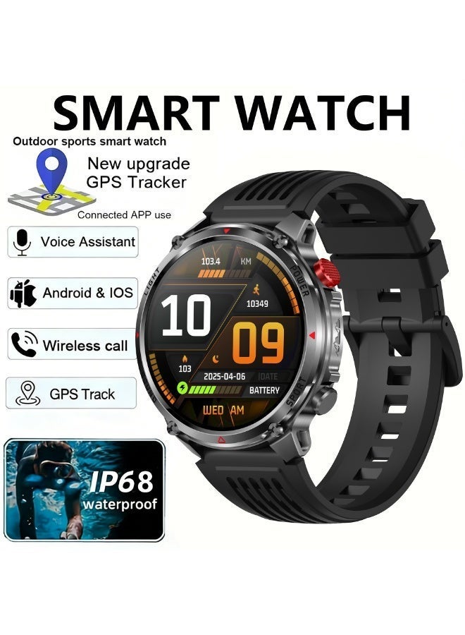 RollsTimi  Men's Bluetooth Smart Sports Watch, 1.7-Inch IPS High-Definition Full Touch Screen, GPS Display, Daily Sports Waterproof, Healthy Sleep Monitoring, Support DIY Dial Design,Smartwatch For Men，RT-HT45 - Image 1