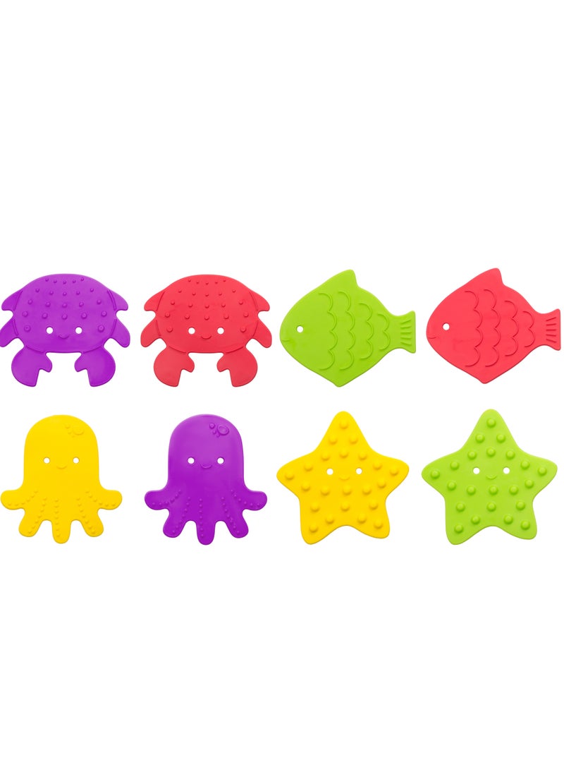 Anti-Slip Mini Bath Mats for Kids – 8pcs SEA ANIMALS Set, Suction Cups, BPA-Free TPE, for Safety, Learning, Massage & Teething - Image 3