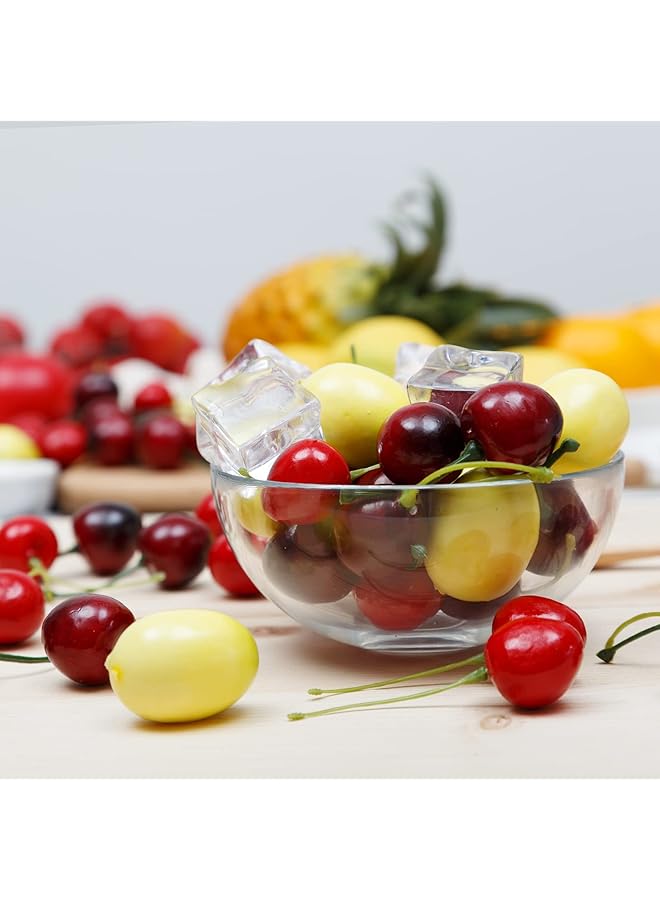 إيروريكس فاكهة الكرز الاصطناعية كرز مزيف محاكاة الكرز الأحمر الأسود زخارف الكرز الاصطناعية نموذج الفاكهة المزيفة للمنزل والمطبخ والحفلات وزينة المكتب 100 قطعة - Image 5