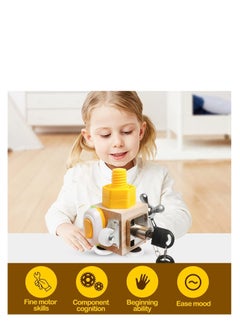 GT-Wheel Wooden Busy Cube for Toddlers 1-3 Year Old, Color May Vary  - Image 2