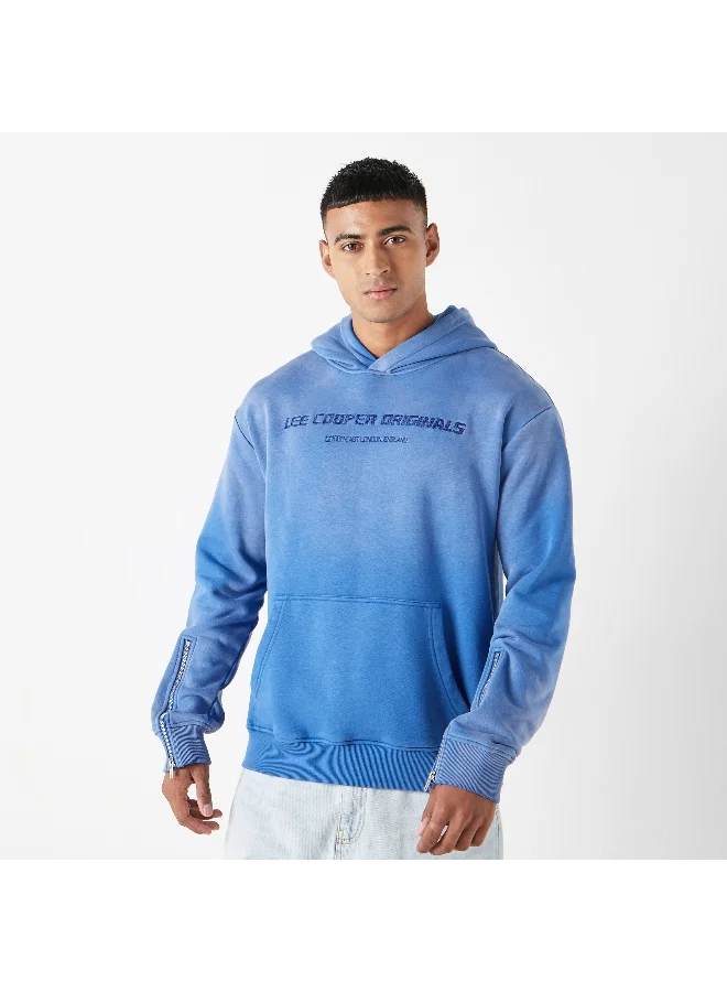 Lee Cooper Lee Cooper Logo Embroidered Hoodie with Zippered Long Sleeves