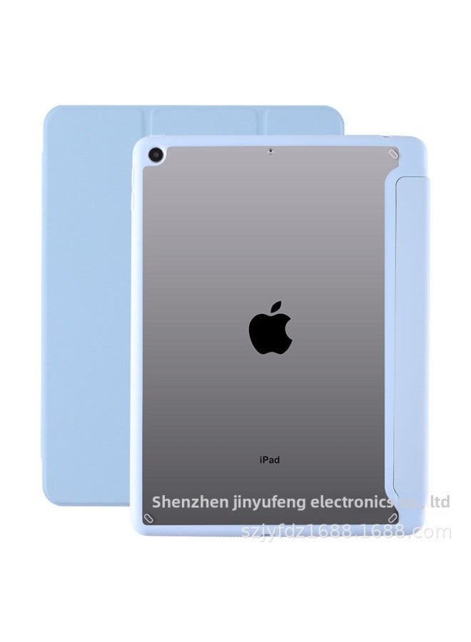 For IPad Protective Case Air11 For Apple Tablet Computer Leather Case Pen Slot Acrylic High Permeability Pro11 Inch Hard Case-Color:White Ice Blue 【color Matching Bottom Shell】】-Applicable Model:Air1 Generation/Air2 Generation 【9.7 Inch】】