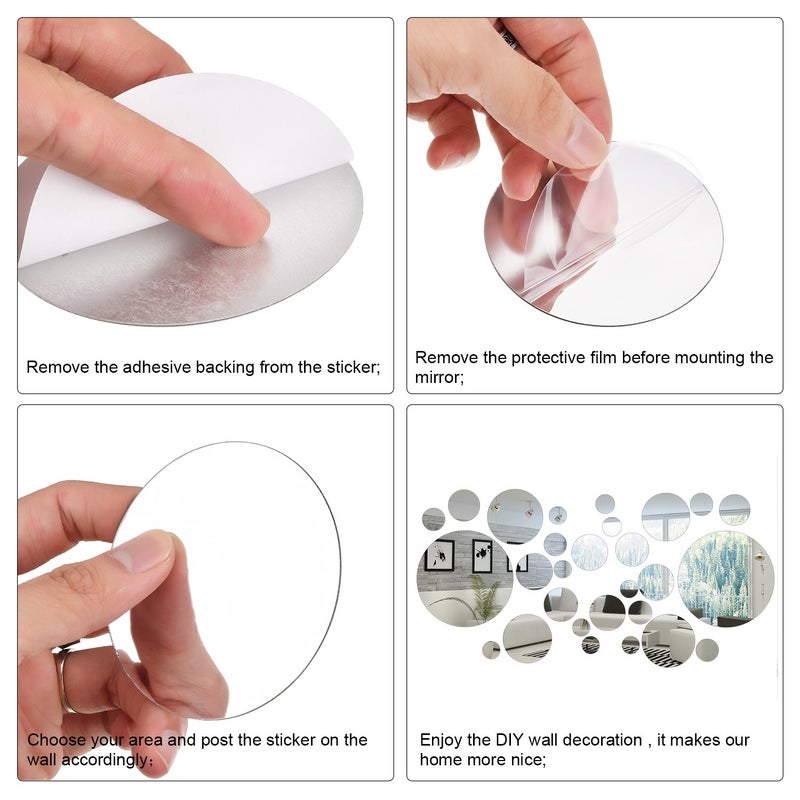 Shappy 32 Pieces Removable Acrylic Mirror Setting Wall Sticker Decal for Home Living Room Bedroom Decor (Round Circle, 32 Pieces) - Image 3