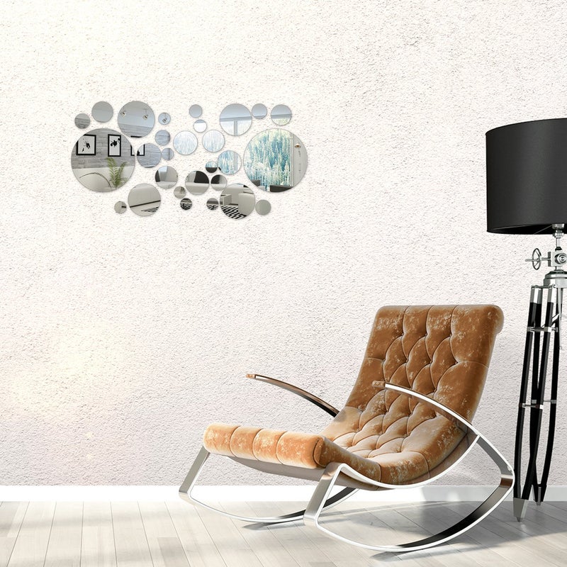 Shappy 32 Pieces Removable Acrylic Mirror Setting Wall Sticker Decal for Home Living Room Bedroom Decor (Round Circle, 32 Pieces) - Image 5