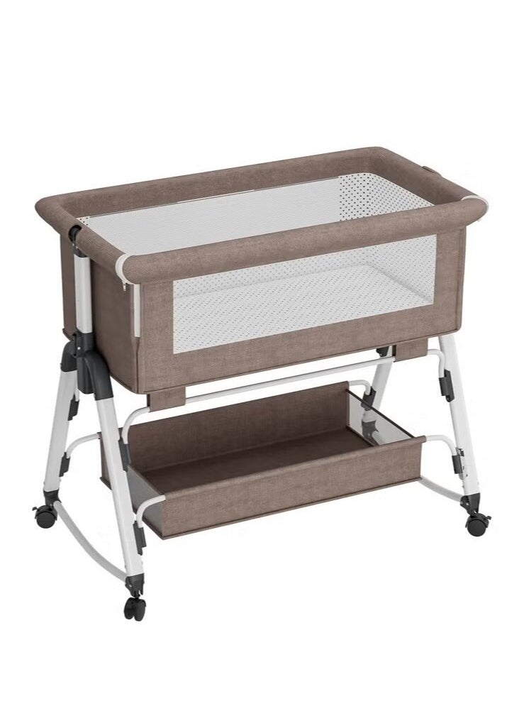 Everything For Kids 3 in 1 Baby Bedside Cradle, Adjustable Rocking Cradle with Tidy Storage Basket and Mosquito Net, Portable Bed for Newborns and Infants  - Image 2