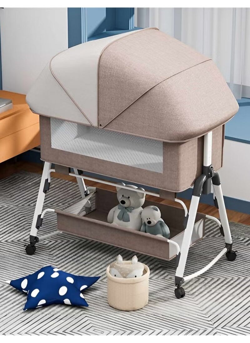 Everything For Kids 3 in 1 Baby Bedside Cradle, Adjustable Rocking Cradle with Tidy Storage Basket and Mosquito Net, Portable Bed for Newborns and Infants  - Image 4