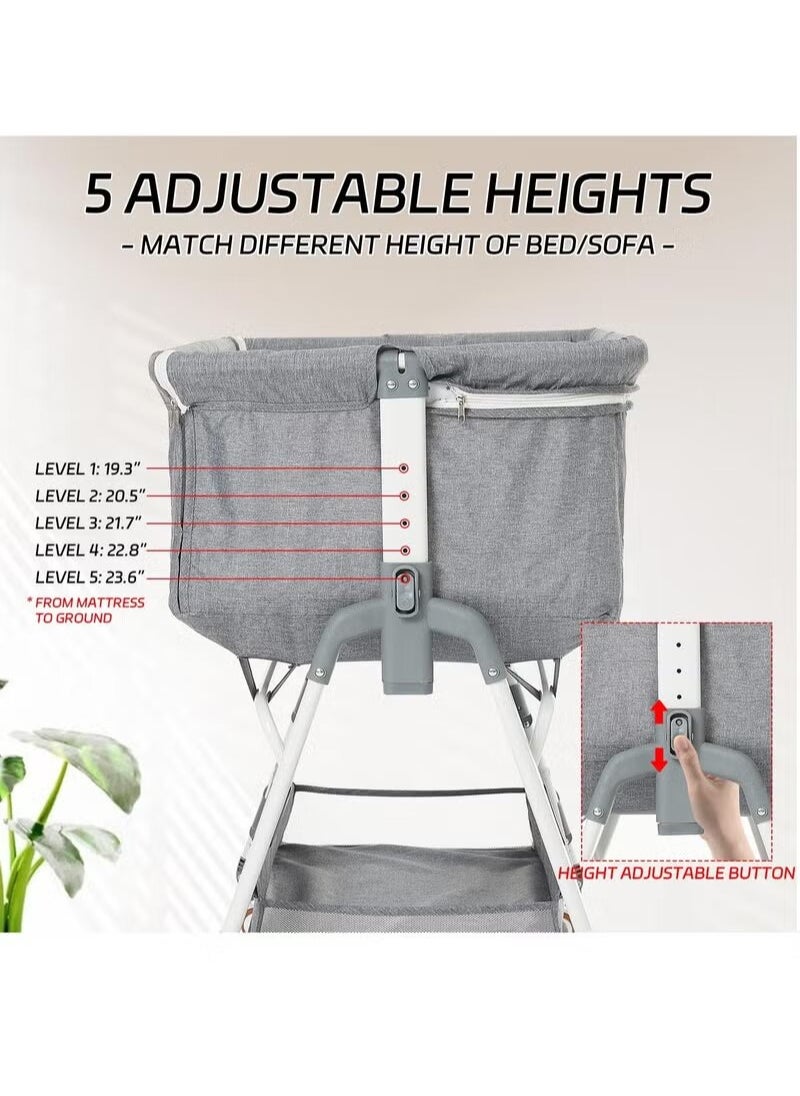 Everything For Kids - 3 in 1 Baby Bedside Cradle, Adjustable Rocking Cradle with Tidy Storage Basket and Mosquito Net, Portable Bed for Newborns and Infants - Image 1
