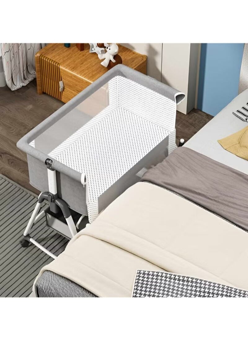 Everything For Kids 3 in 1 Baby Bedside Cradle, Adjustable Rocking Cradle with Tidy Storage Basket and Mosquito Net, Portable Bed for Newborns and Infants  - Image 5